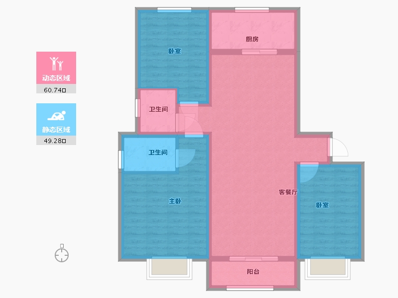 河北省-邯郸市-龙泽园-98.70-户型库-动静分区