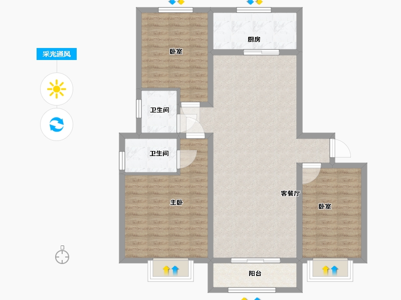 河北省-邯郸市-龙泽园-98.70-户型库-采光通风