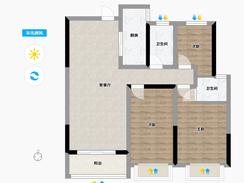 河南省-开封市-天晟公馆-89.00-户型库-采光通风