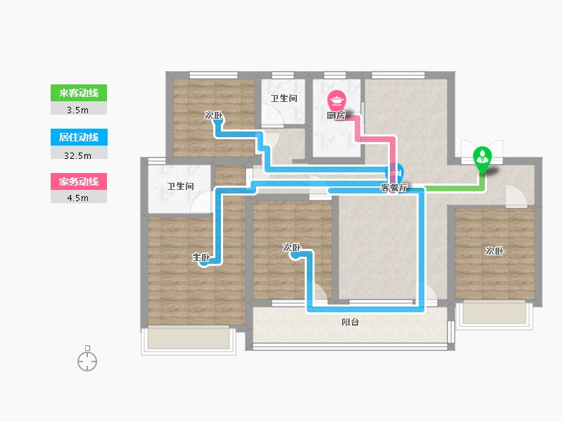 山东省-济宁市-龙城坤园-103.00-户型库-动静线