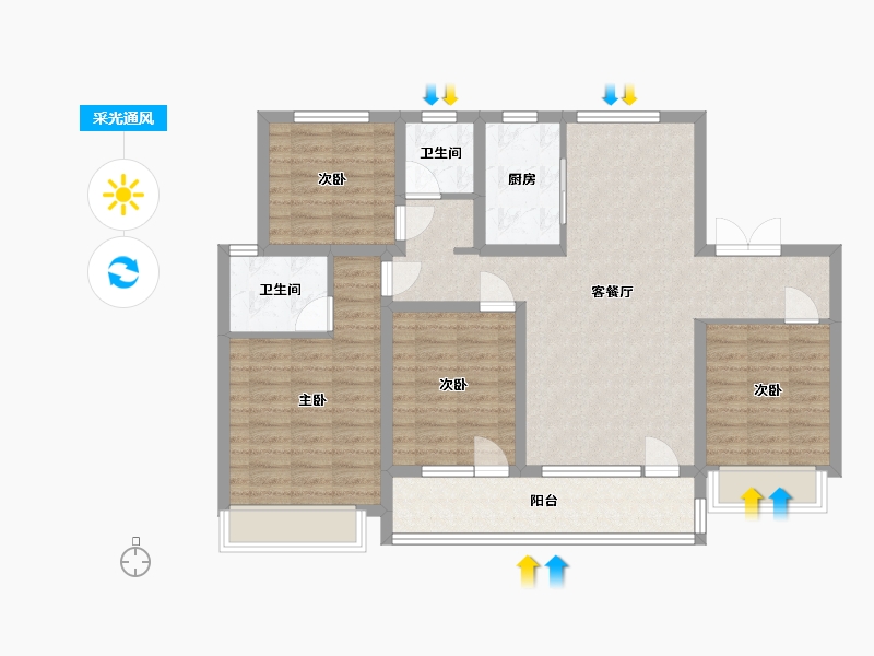 山东省-济宁市-龙城坤园-103.00-户型库-采光通风