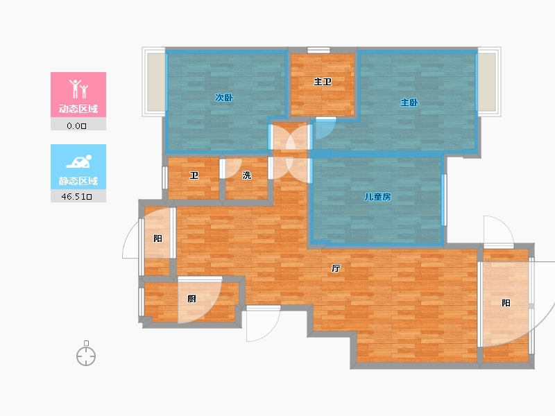 浙江省-杭州市-未知小区-104.83-户型库-动静分区