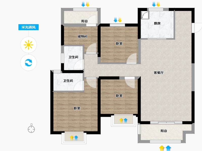 江苏省-无锡市-启迪协信・无锡科技城(协信未来城)-103.34-户型库-采光通风