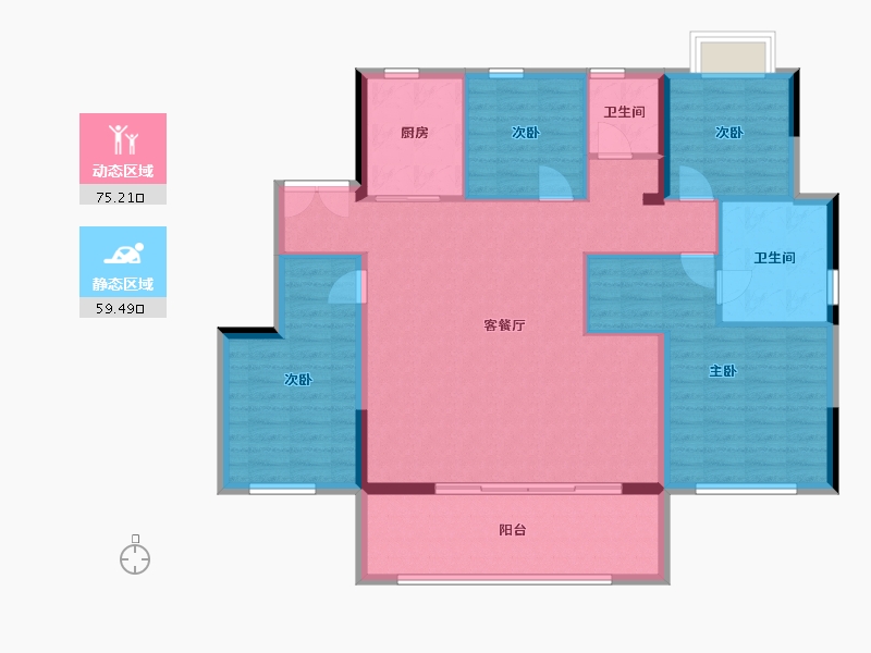 湖南省-长沙市-绿地麓湖郡-122.83-户型库-动静分区