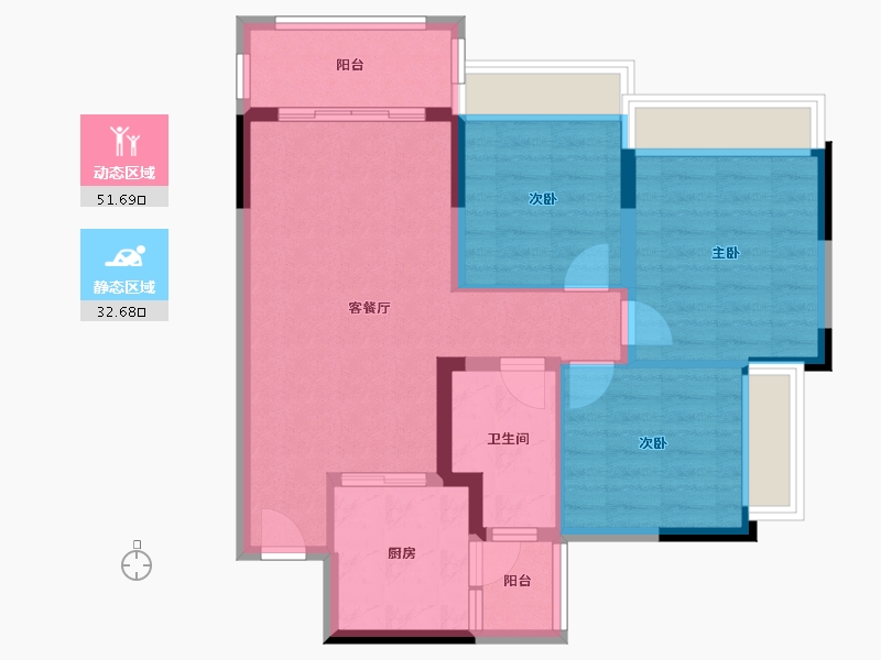 四川省-成都市-经典西悦城-75.16-户型库-动静分区