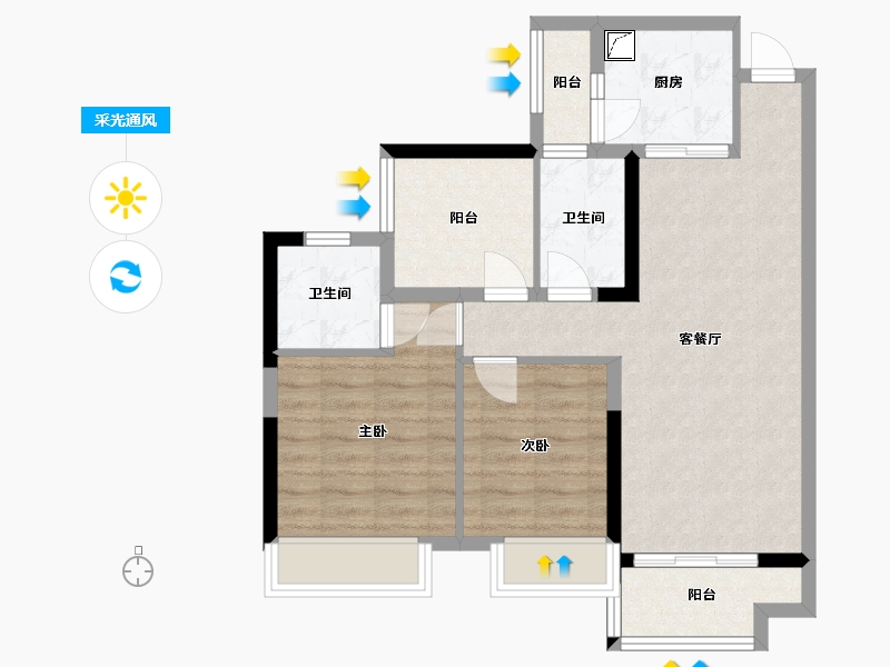 广东省-佛山市-绿地熙江-71.70-户型库-采光通风