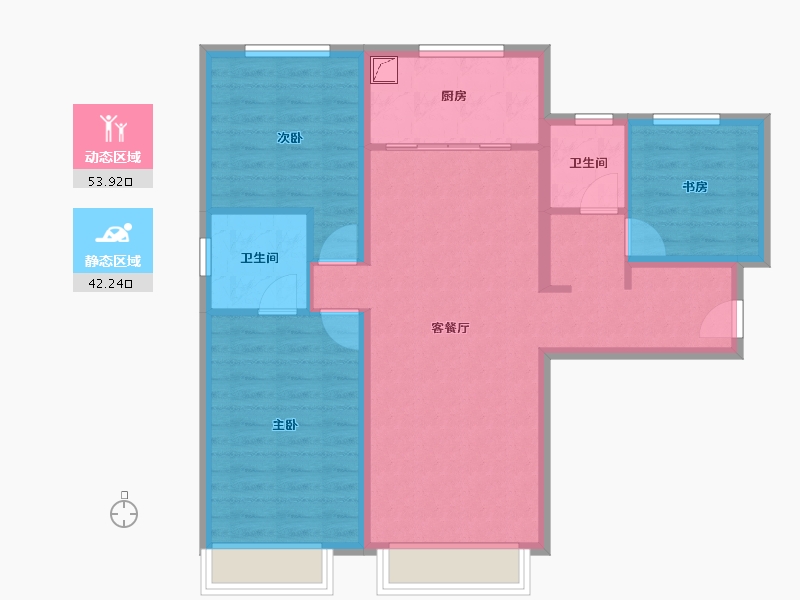 新疆维吾尔自治区-乌鲁木齐市-中海云鼎大观锦府-85.92-户型库-动静分区