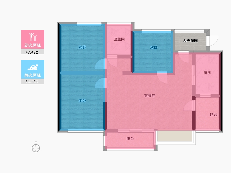 广东省-广州市-珠江花城-72.00-户型库-动静分区