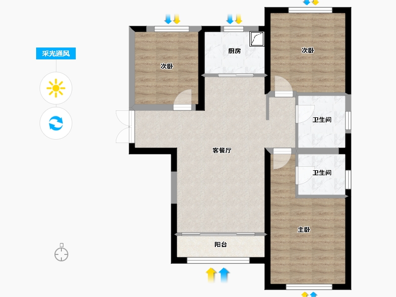 内蒙古自治区-包头市-胜源滨河新城二期・泰茂天地-81.84-户型库-采光通风