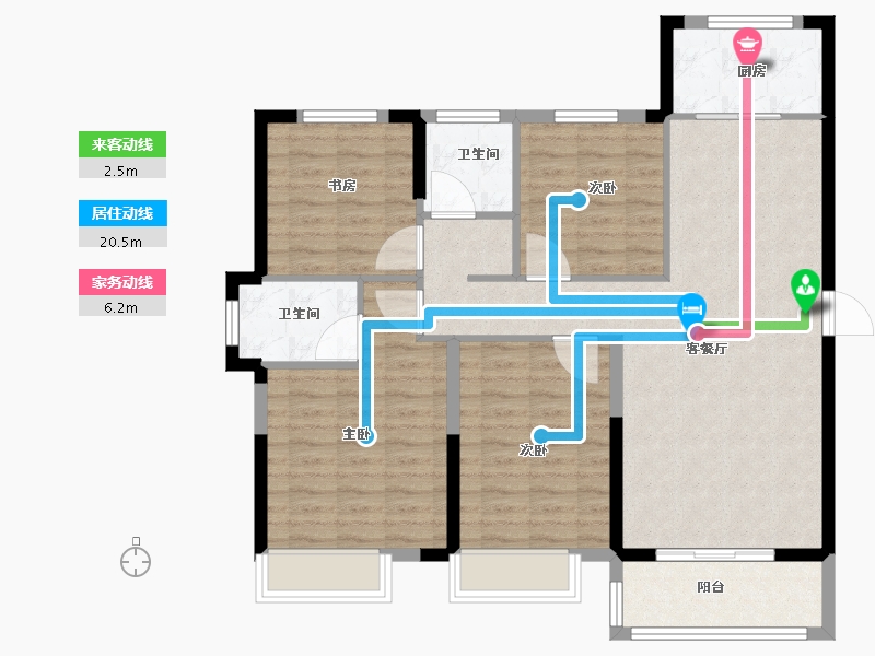 安徽省-淮北市-港利教育小镇华师城-102.80-户型库-动静线