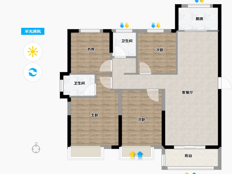 安徽省-淮北市-港利教育小镇华师城-102.80-户型库-采光通风