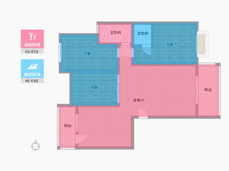 贵州省-六盘水市-天人世纪城53栋2单元604复式楼-103.94-户型库-动静分区