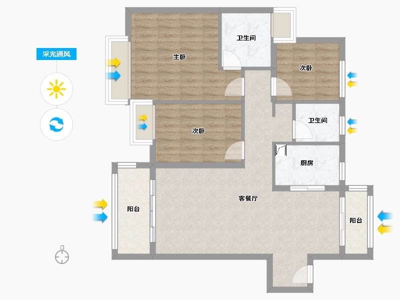 广东省-惠州市-方圆东江月岛-88.54-户型库-采光通风