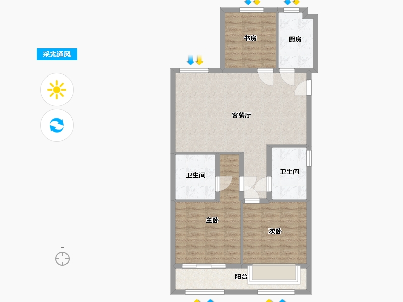 浙江省-嘉兴市-逸品府邸-87.25-户型库-采光通风