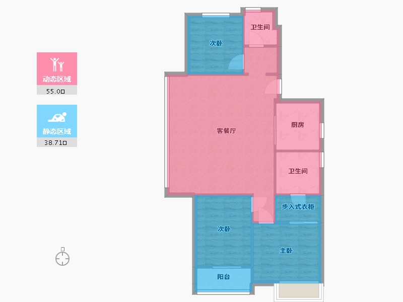 江苏省-镇江市-金域蓝湾-85.65-户型库-动静分区