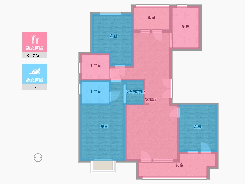 河北省-石家庄市-辛集市观澜一号小区-98.75-户型库-动静分区