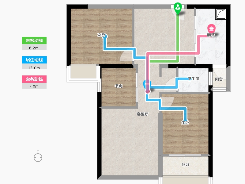 陕西省-西安市-中铁沣河湾-68.85-户型库-动静线