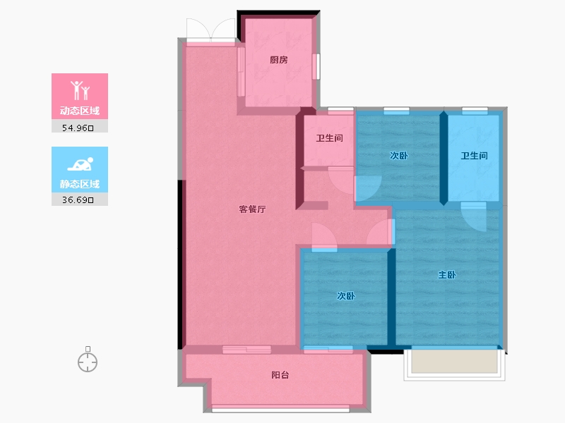 江苏省-淮安市-中央府邸-80.95-户型库-动静分区