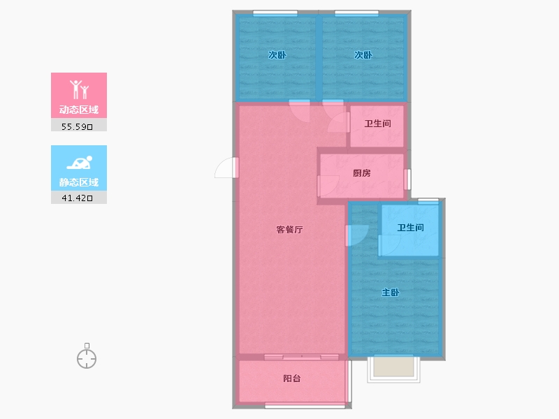 山西省-临汾市-东旭雍景苑-86.51-户型库-动静分区