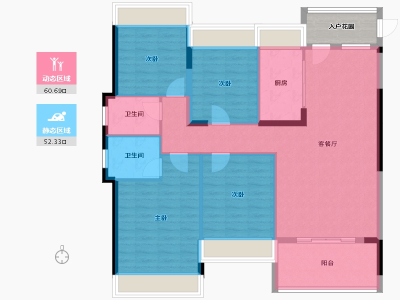 湖北省-黄石市-育才府-106.77-户型库-动静分区