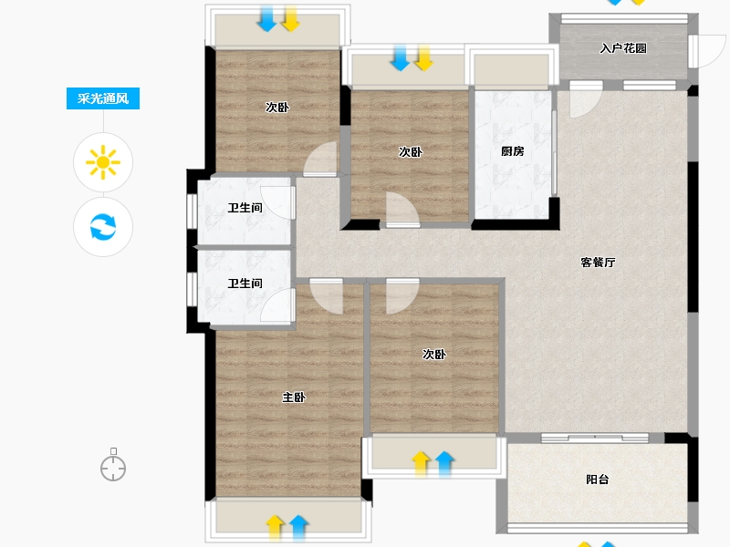 湖北省-黄石市-育才府-106.77-户型库-采光通风