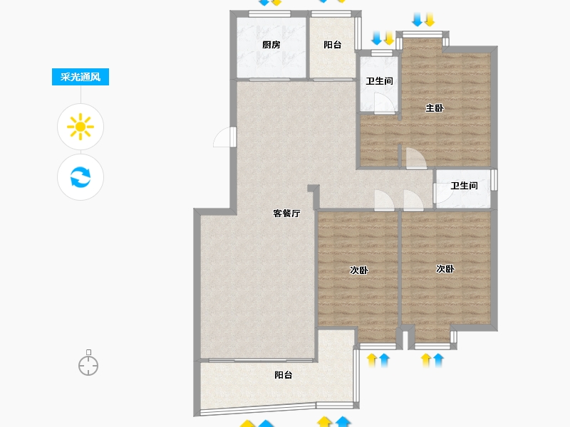 广东省-佛山市-丽日豪庭-128.33-户型库-采光通风