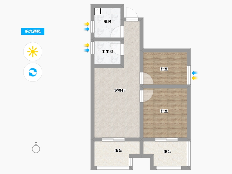 陕西省-西安市-高科绿水东城-55.00-户型库-采光通风