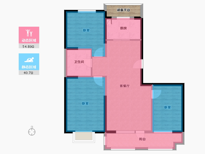 宁夏回族自治区-银川市-中环西园-87.65-户型库-动静分区