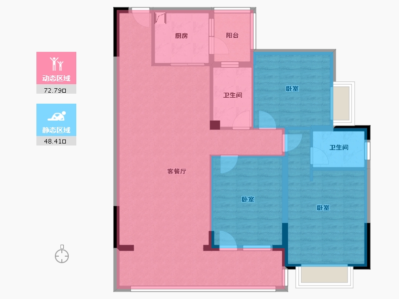 广东省-佛山市-容桂碧桂园-109.58-户型库-动静分区