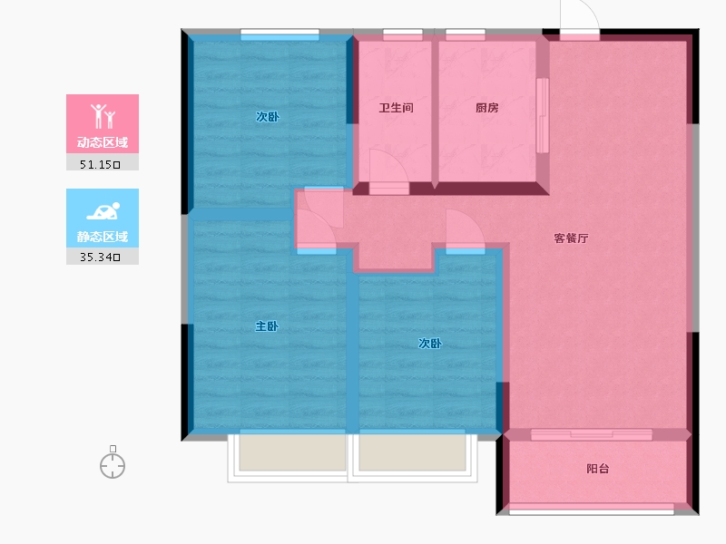 河北省-石家庄市-保利堂悦-76.83-户型库-动静分区