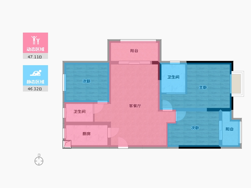 江苏省-淮安市-宝龙世家-82.66-户型库-动静分区