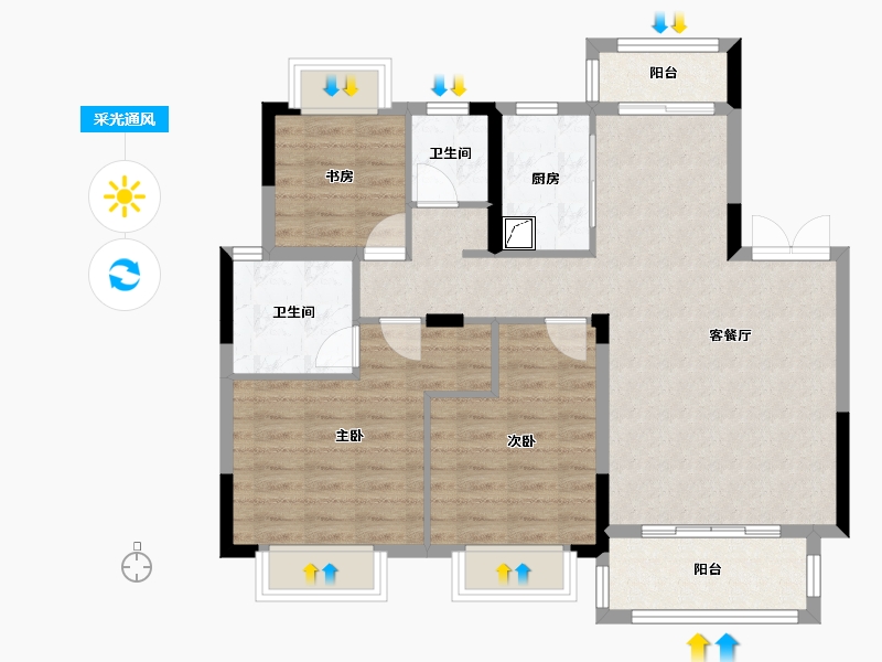 湖南省-衡阳市-中建·和城壹品-94.71-户型库-采光通风