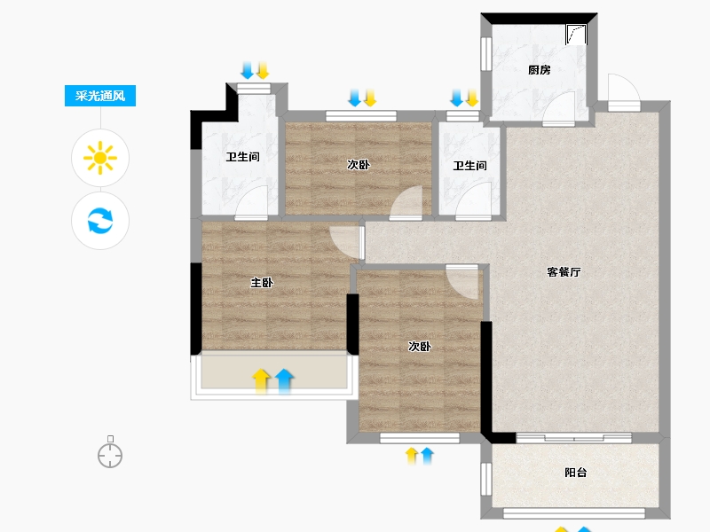 福建省-三明市-璞玥澜山-70.09-户型库-采光通风