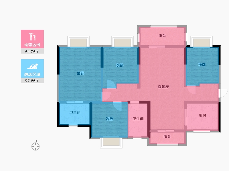 广西壮族自治区-钦州市-华元・奥林华府-109.29-户型库-动静分区