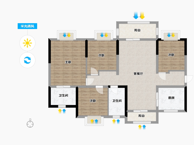 广西壮族自治区-钦州市-华元・奥林华府-109.29-户型库-采光通风