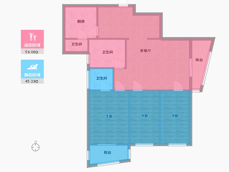 上海-上海市-国际广场公寓-94.75-户型库-动静分区