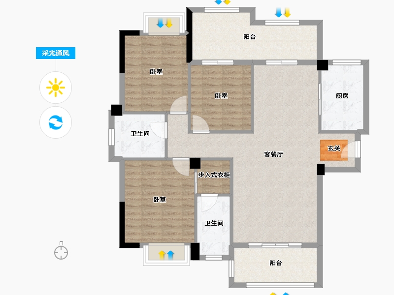 贵州省-黔东南苗族侗族自治州-公园一号-109.00-户型库-采光通风