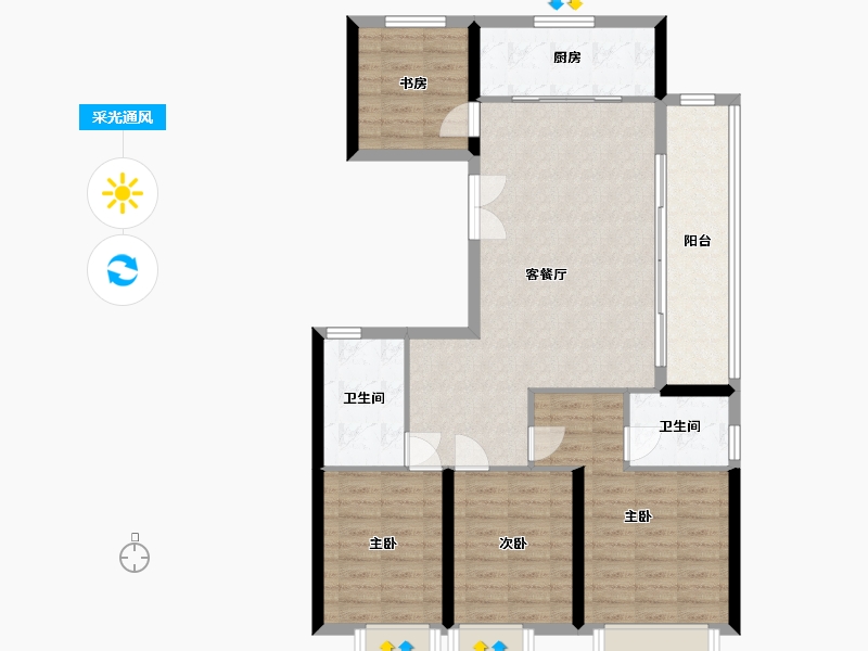 湖北省-黄石市-中梁滨江壹号-103.41-户型库-采光通风