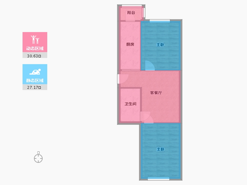 辽宁省-沈阳市-新兴花园-51.96-户型库-动静分区