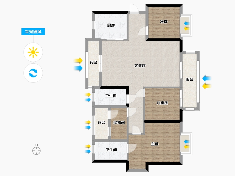 广东省-佛山市-博雅滨江-101.83-户型库-采光通风