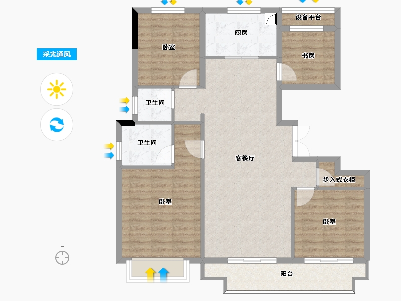 浙江省-湖州市-滨湖花园-100.51-户型库-采光通风