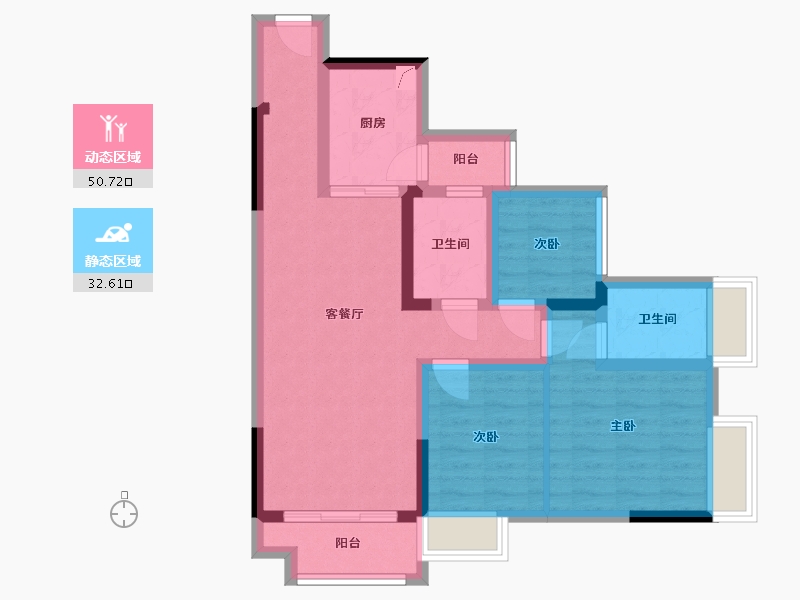 重庆-重庆市-两江春城-72.45-户型库-动静分区