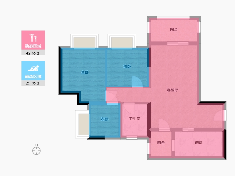 重庆-重庆市-旭辉江山青林半-65.40-户型库-动静分区