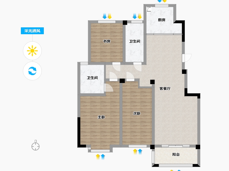 江苏省-连云港市-康泰公馆-120.00-户型库-采光通风