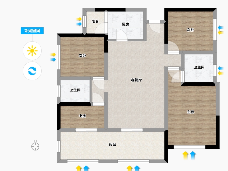 四川省-绵阳市-恒跃紫宸-110.00-户型库-采光通风