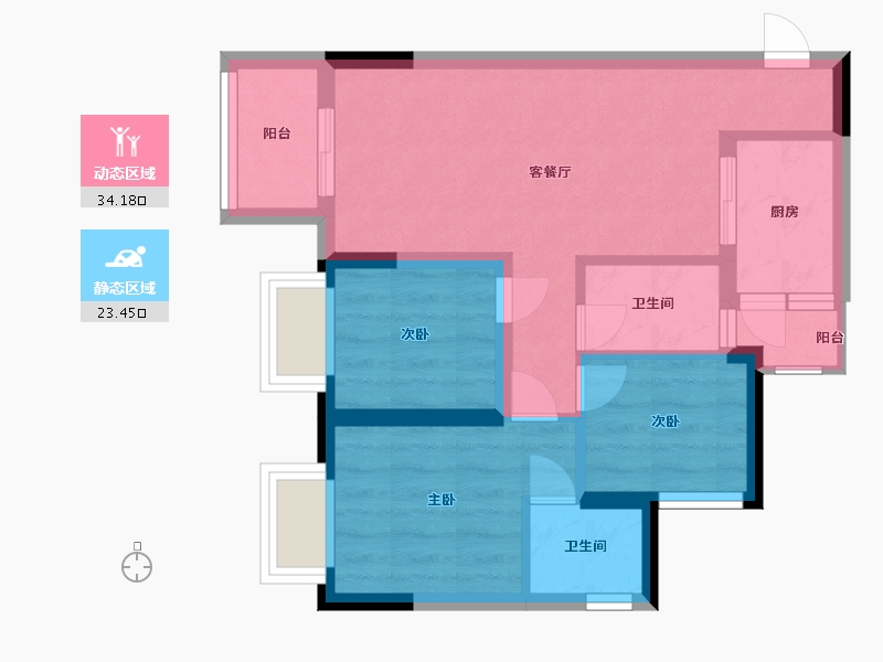 重庆-重庆市-凰城华府-50.00-户型库-动静分区