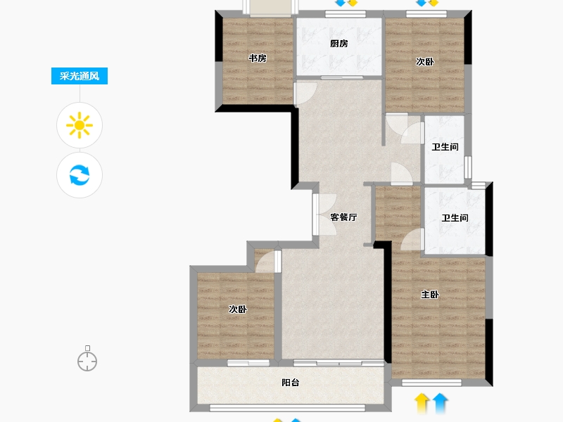 浙江省-杭州市-汇港城-137.00-户型库-采光通风