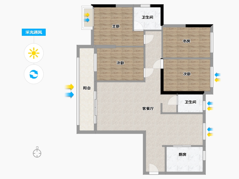 湖北省-荆门市-银湖城-120.00-户型库-采光通风