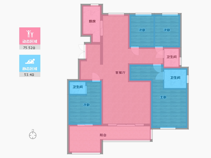 湖北省-荆门市-葡萄园・城市花园-70.00-户型库-动静分区