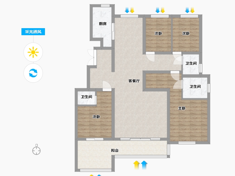 湖北省-荆门市-葡萄园・城市花园-70.00-户型库-采光通风